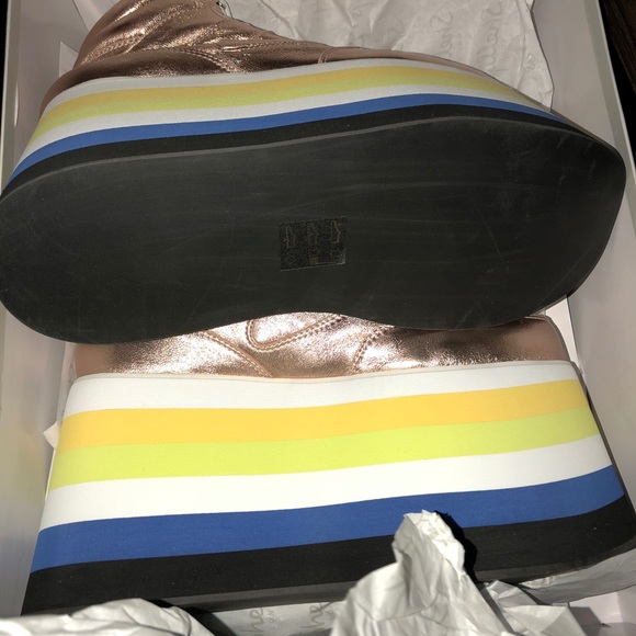 Shellys London Dema Rose Gold Leather Flatform 41 - Picture 3 of 6